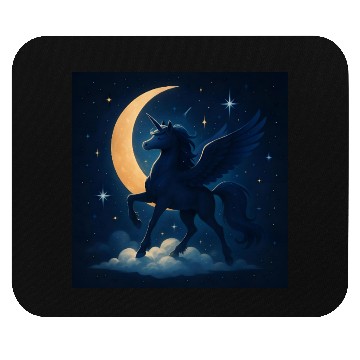 Discover Magical Winged Unicorn Under Moonlight Mouse Pads