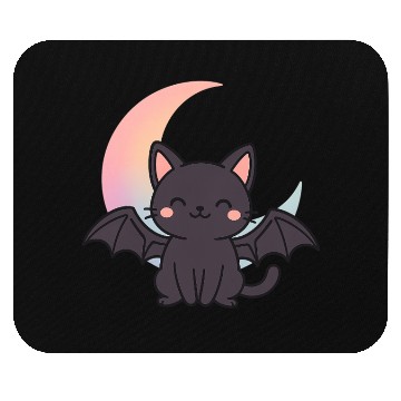 Discover Cute Bat and Moon Illustration Mouse Pads