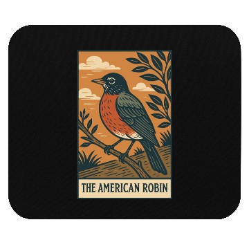 Discover American Robin Nature Illustration Mouse Pads
