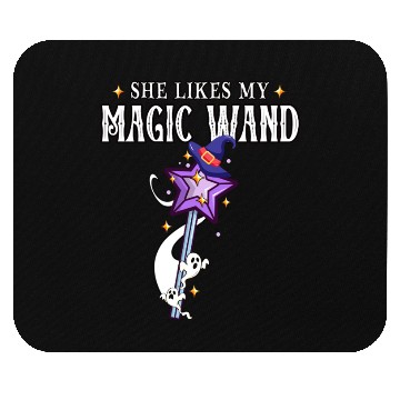Discover Magical Wand with Witch Hat Illustration Mouse Pads