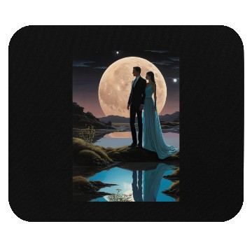 Discover Romantic Moonlit Couple Illustration Mouse Pads