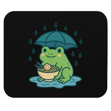 Discover Kawaii Frog with Umbrella and Noodles Mouse Pads