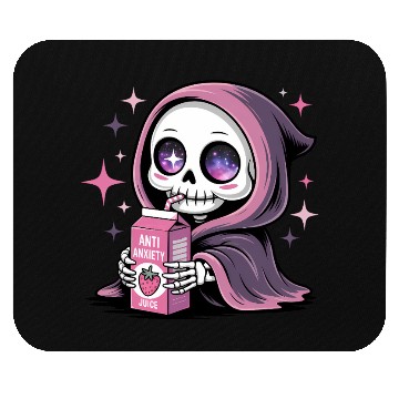 Discover Cosmic Skeleton Drinking Strawberry Juice Mouse Pads