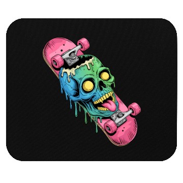 Discover Neon Dripping Skull Skateboard Art Mouse Pads