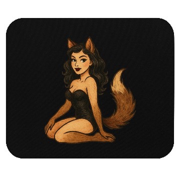 Discover Enchanted Wolf Girl Illustration Mouse Pads