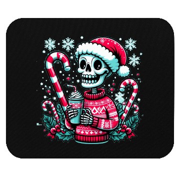 Discover Festive Skeleton in Santa Hat Mouse Pads