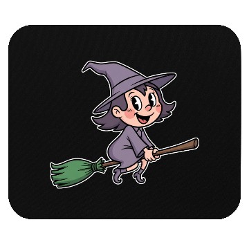 Discover Whimsical Witch on a Broomstick Mouse Pads