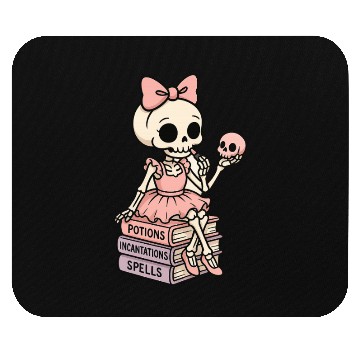Discover Cherry Blossom Skeleton with Potion Books Mouse Pads