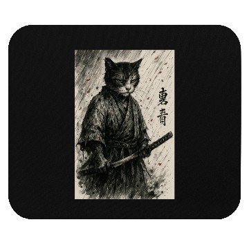 Discover Samurai Cat Warrior Vintage Japanese Art Design Mouse Pads
