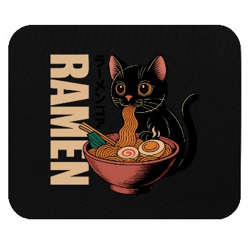 Discover Black Cat Ramen Illustration Mouse Pads