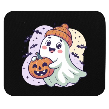 Discover Ghost with Pumpkin & Beanie Mouse Pads