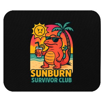 Discover Sunburn Survivor Club Cartoon Design, Summer Mouse Pads
