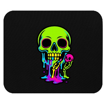 Discover Neon Melting Skull with Small Skeleton Mouse Pads