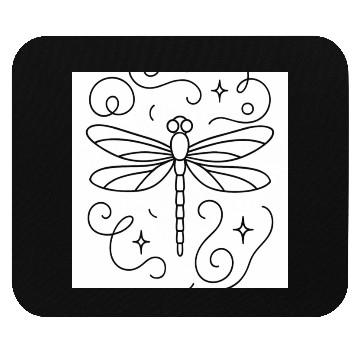 Discover “Minimal line art dragonfly, soft curves, modern  Mouse Pads