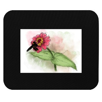 Discover Wildflower and Bumblebee Illustration Mouse Pads
