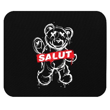 Discover Graffiti Style Bear with Salut Message Mouse Pads