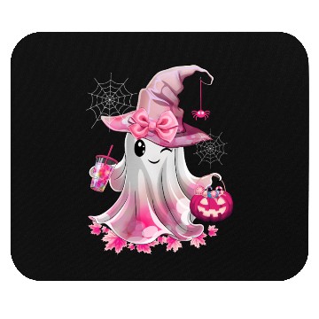 Discover Cute Ghost Drinking Coffee Halloween Ice Coffee Mouse Pads