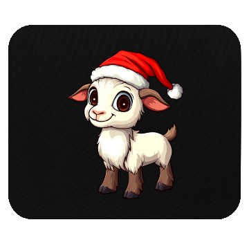 Discover Festive Christmas Goat Cartoon Design Mouse Pads