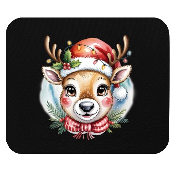 Discover Cute Rudolph Reindeer Watercolor Christmas Art Mouse Pads