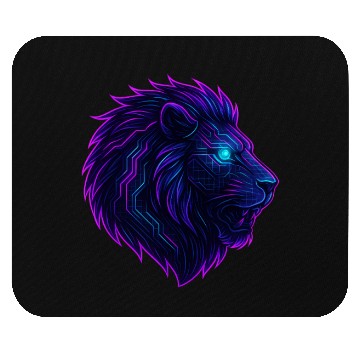 Discover Neon Roar Cyberpunk Lion Head Mouse Pads