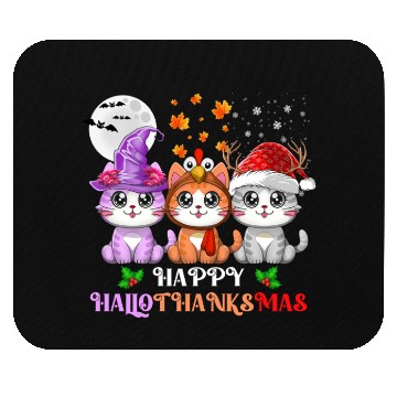 Discover Happy HalloThanksMas Cute Cats Lover Mouse Pads
