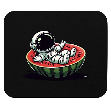 Discover Playful Astronaut on Watermelon Slice Mouse Pads