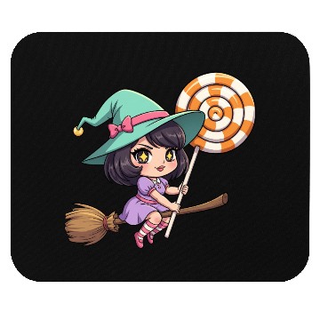 Discover Whimsical Witch on Broomstick Mouse Pads
