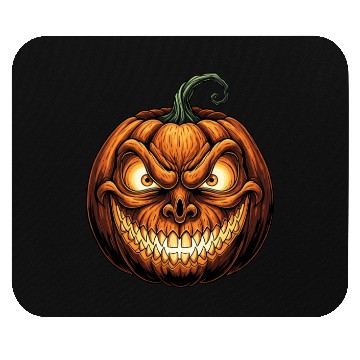 Discover Menacing Jack-o'-Lantern Face Illustration Mouse Pads