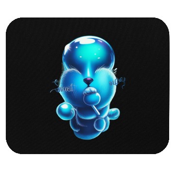 Discover Whimsical Blue Bear with Lollipop Mouse Pads