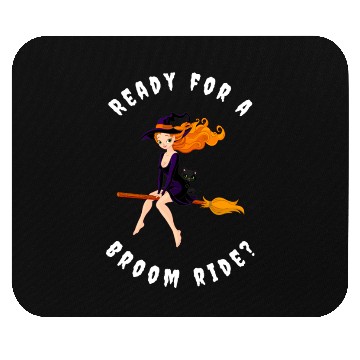 Discover Witch on Broomstick with Cat Design Mouse Pads