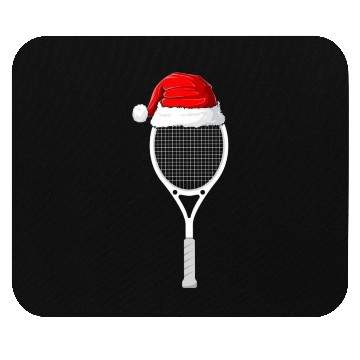 Discover Festive Tennis Racket with Santa Hat Mouse Pads
