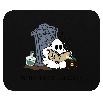 Discover Cute Ghost Reading Spellbook Mouse Pads