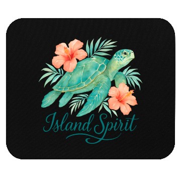 Discover Tropical Turtle with Hibiscus and Foliage Mouse Pads