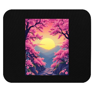 Discover Cherry Blossom Sunset Path Mouse Pads