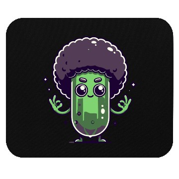 Discover Whimsical Broccoli with Afro Hair Mouse Pads