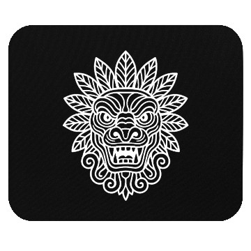 Discover Feathered Serpent God Aztec Line Art Mouse Pads