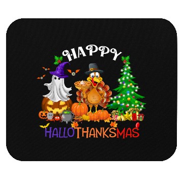 Discover Retro Happy HalloThanksMas  Mouse Pads