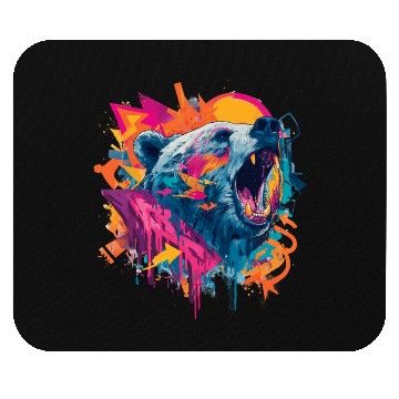 Discover Vibrant Roaring Bear Graffiti Design Mouse Pads