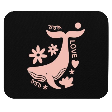 Discover Whimsical Pink Whale with Floral Accents Mouse Pads