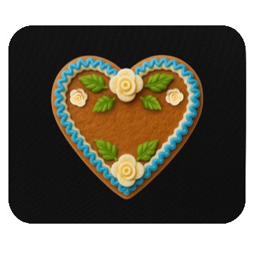 Discover Heart-Shaped Gingerbread Cookie with Floral Icing Mouse Pads