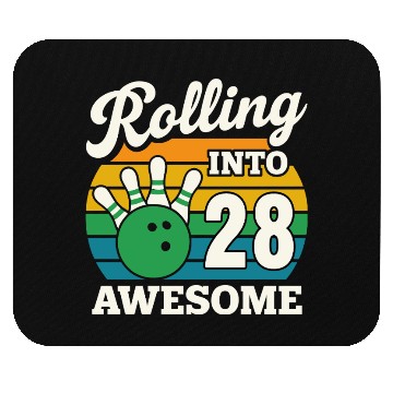 Discover Retro Bowling 28th Birthday Celebration Mouse Pads