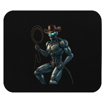 Discover Robot Cowboy – Futuristic Sci-Fi Western Artwork Mouse Pads