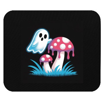 Discover Whimsical Ghost and Mushrooms Illustration Mouse Pads