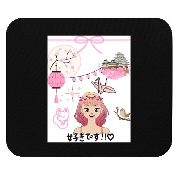 Discover Cherry Blossom Girl with Japanese Elements Mouse Pads