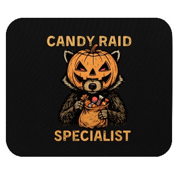 Discover Candy Raid Specialist Halloween Raccoon Pumpkin Mouse Pads
