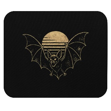 Discover Retro Sunset Bat Silhouette with Full Moon Mouse Pads
