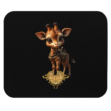 Discover Whimsical Giraffe with Steampunk Accessories Mouse Pads