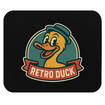 Discover Retro Duck Badge Design Mouse Pads
