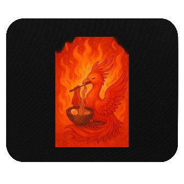 Discover Fiery Phoenix with Ramen Bowl Mouse Pads