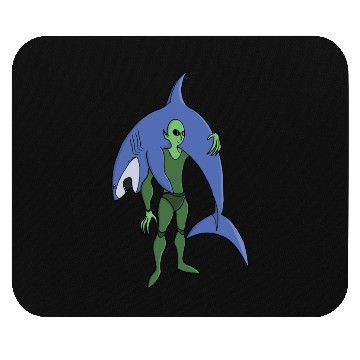Discover Alien Diver with Shark Funny Sci-Fi Mouse Pads